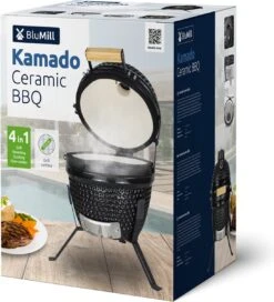BluMill Kamado BBQ Egg - Kamado 13 Inch - Incl. Vlees Thermometer - Houtskoolbarbecues - Zwart - Ø 27cm -Beste Barbecue Grill winkel 1090x1200