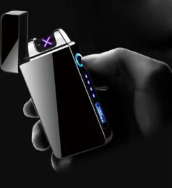 Merkloos Cuberna Elektrische Plasma USB Aansteker Met Batterij Indicator Ice Black - Wind En Storm Bestendig - Geschikt Voor Kaarsen, Vuurwerk, Sigaretten En BBQ -Beste Barbecue Grill winkel 1099x1200