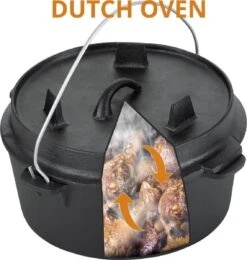 Dutch Mountains Gietijzeren Pannenset 7-delig - Dutch Oven – Braadpan - Grillpan - Hapjespan - Kookset In Houten Transportkist - Deksellifter - Brander -Beste Barbecue Grill winkel 1139x1200 4