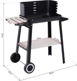 Verrijdbare Barbecue – Houtskool/Briketten - Verstelbare Grillplaat – Houten Tafel – Winscherm – Gewicht 5.9kg -Beste Barbecue Grill winkel 1150x1200