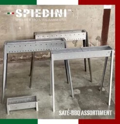 Spiedini Saté-bbq Bali 40 Mini - Kleine, Smalle Houtskoolbarbecue Met Horizontaal Rooster Voor Sate Of Andere Spiesjes - 40 Cm Lang, 11 Cm Breed, 14 Cm Hoog - Ideaal Voor Tuin- Of Open Haard, Of Balkon - Materiaal: Gealuminiseerd Ijzer -Beste Barbecue Grill winkel 1153x1200