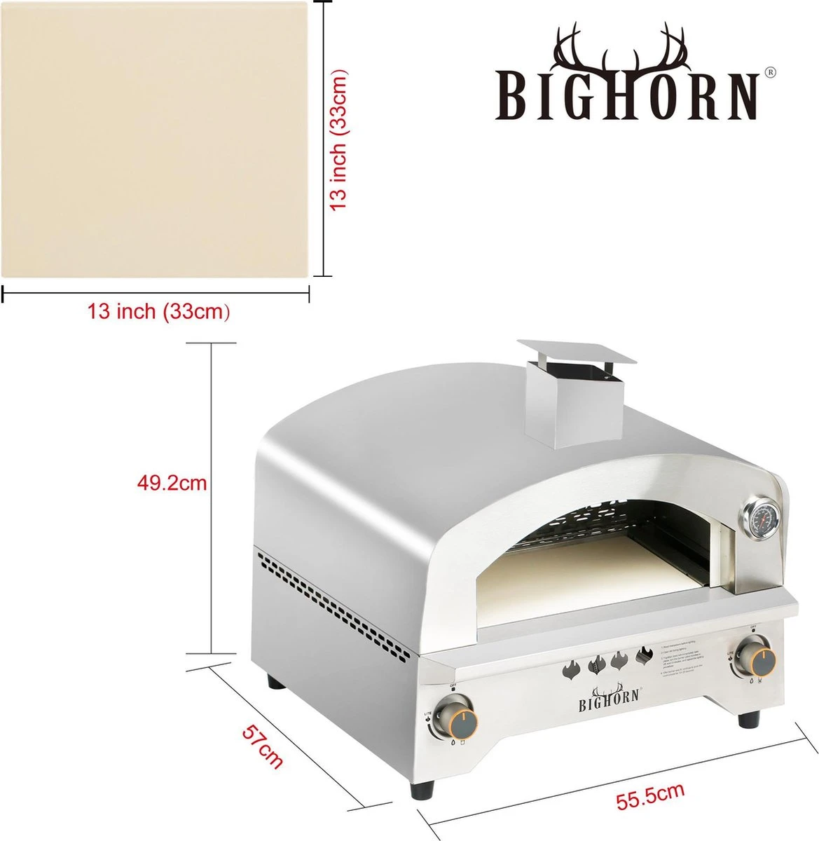 Bighorn Outdoor Edelstaal Gas Pizza Oven - Draagbare Gas Barbecue - Edelstaal -Model SRGG20001 7 Bighorn Outdoor Edelstaal Gas Pizza Oven - Draagbare Gas Barbecue - Edelstaal -Model SRGG20001 - Afbeelding 7