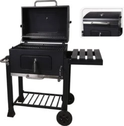 Houtskool BBQ Op Wielen + Tafel | Mat Zwart - X86000060 -Beste Barbecue Grill winkel 1180x1200