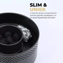 Ozocozy BBQ-ONE Houtskool Tafelbarbecue - Ø30 Cm- Zwart - Incl. Draagtas, Siliconen Bakkwast En RVS-Barbecuetang -Beste Barbecue Grill winkel 1197x1200