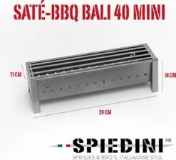 Spiedini Saté-bbq Bali 40 Mini - Kleine, Smalle Houtskoolbarbecue Met Horizontaal Rooster Voor Sate Of Andere Spiesjes - 40 Cm Lang, 11 Cm Breed, 14 Cm Hoog - Ideaal Voor Tuin- Of Open Haard, Of Balkon - Materiaal: Gealuminiseerd Ijzer -Beste Barbecue Grill winkel 1200x1086