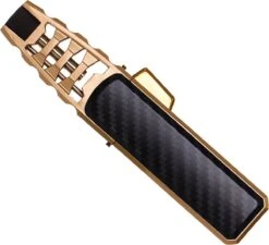 Merkloos Turbo Jetflame Aansteker - Gasbrander - Vuurwerk Torch - Crème Brûlée Brander - BBQ En Sigaren Aansteker - Windproof - Carbon Met Goudkleurige Metalen Behuizing -Beste Barbecue Grill winkel 1200x1094