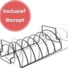PROKING Sparerib Barbecue Rek – BBQ Accessoires – Inclusief Sparerib Recept – Anti-aanbak Lag – 35 X 19.5 X 11.5 CM