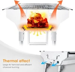 Uten - Houtskoolbarbecue - Opvouwbare Barbecue - Houtskoolbarbecues - Draagbare Camping Barbecue - 430 Roestvrij Staal Grill BBQ - 5-10 Persoon Tuin Buitenfeest - Zilver -Beste Barbecue Grill winkel 1200x1152