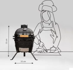 BluMill Kamado BBQ Egg - Kamado 13 Inch - Incl. Vlees Thermometer - Houtskoolbarbecues - Zwart - Ø 27cm -Beste Barbecue Grill winkel 1200x1156