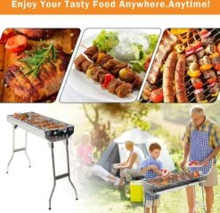 Uten - Houtskoolbarbecue - Opvouwbare Barbecue - Houtskoolbarbecues - Draagbare Camping Barbecue - 430 Roestvrij Staal Grill BBQ - 5-10 Persoon Tuin Buitenfeest - Zilver -Beste Barbecue Grill winkel 1200x1162 1