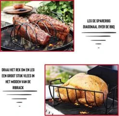Rednas Sparerib Rek Bbq - Incl. Bakkwast - Bbq Rek - Bbq Accessoires - Rib Rack - Kiphouder - Bbq Gereedschap -Beste Barbecue Grill winkel 1200x1171 2