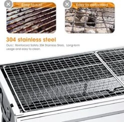 Uten - Houtskoolbarbecue - Opvouwbare Barbecue - Houtskoolbarbecues - Draagbare Camping Barbecue - 430 Roestvrij Staal Grill BBQ - 5-10 Persoon Tuin Buitenfeest - Zilver -Beste Barbecue Grill winkel 1200x1184