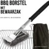Gohh BBQ Borstel Met Schraper - Schoonmaakborstel - Barbecue Krabber Met Handige Bewaarzak 2 In 1