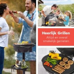 KitchenBrothers Elektrische BBQ - Met Grillplaat - Anti-aanbaklaag - Incl. Plank/Houders - Grilloppervlak 46,5x33,8cm - Tot 300°C - 2400W - Zwart -Beste Barbecue Grill winkel 1200x1200 209