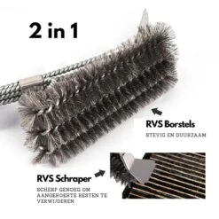 Gohh BBQ Borstel Met Schraper - Schoonmaakborstel - Barbecue Krabber Met Handige Bewaarzak 2 In 1 -Beste Barbecue Grill winkel 1200x1200 343