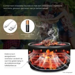 Ozocozy BBQ-ONE Houtskool Tafelbarbecue - Ø30 Cm- Zwart - Incl. Draagtas, Siliconen Bakkwast En RVS-Barbecuetang -Beste Barbecue Grill winkel 1200x1200 35