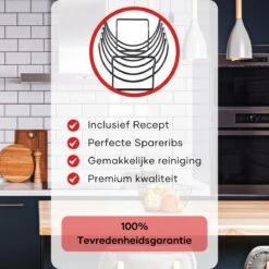 PROKING Sparerib Barbecue Rek – BBQ Accessoires – Inclusief Sparerib Recept – Anti-aanbak Lag – 35 X 19.5 X 11.5 CM -Beste Barbecue Grill winkel 1200x1200 372