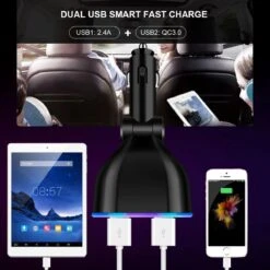 Auto Sigarettenaansteker Splitter - Losse Oplader - USB 2.0 A/USB 3.0 A 2 Poorten - Zwart - Snellader - Splitter - Auto Lader USB -Beste Barbecue Grill winkel 1200x1200 395