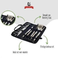 Krumble 18-delige Barbecue Set / Roestvrijstalen BBQ Set Van 18 / Inclusief Handige Opbergtas - RVS -Beste Barbecue Grill winkel 1200x1200 404