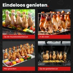 GrillX Kippenvleugelhouder - Kiphouder Voor BBQ & Oven - RVS - BBQ Accesoires -Beste Barbecue Grill winkel 1200x1200 444