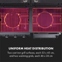 Klarstein Kingsville Double Barbecue - Houtskool- En Gasbarbecue - Smoker BBQ - Inclusief Deksels En Thermometer - Met 2 Roosters - Zwart -Beste Barbecue Grill winkel 1200x1200 48