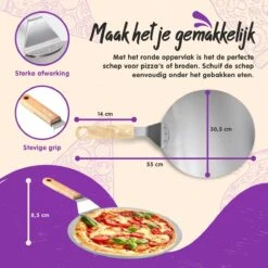 Nowad Pizzaschep RVS Rond Voor BBQ En Oven - 30,5 Cm - Pizzaspatel - Taartschep - Houten Handvat - Ophangbaar - Rond - Vaatwasbestendig - Keukenaccessoires -Beste Barbecue Grill winkel 1200x1200 507