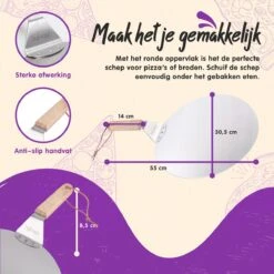 Nowad Pizzaschep RVS Rond Voor BBQ En Oven - 30,5 Cm - Pizzaspatel - Taartschep - Houten Handvat - Ophangbaar - Rond - Vaatwasbestendig - Keukenaccessoires -Beste Barbecue Grill winkel 1200x1200 511