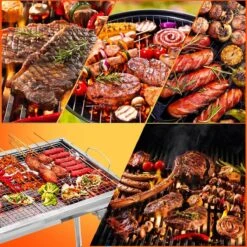Uten - Houtskoolbarbecue - Opvouwbare Barbecue - Houtskoolbarbecues - Draagbare Camping Barbecue - 430 Roestvrij Staal Grill BBQ - 5-10 Persoon Tuin Buitenfeest - Zilver -Beste Barbecue Grill winkel 1200x1200 93