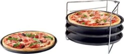 Pizza - Pizzarek - Pizza Oven - Zenker - Pizzabakset - 5 Delige Set Voor 4 Pizza's - Ø 28,5 Cm - Antiaanbaklaag Van ILAG® - Pizzaplaat - Pizza -Beste Barbecue Grill winkel 1200x519
