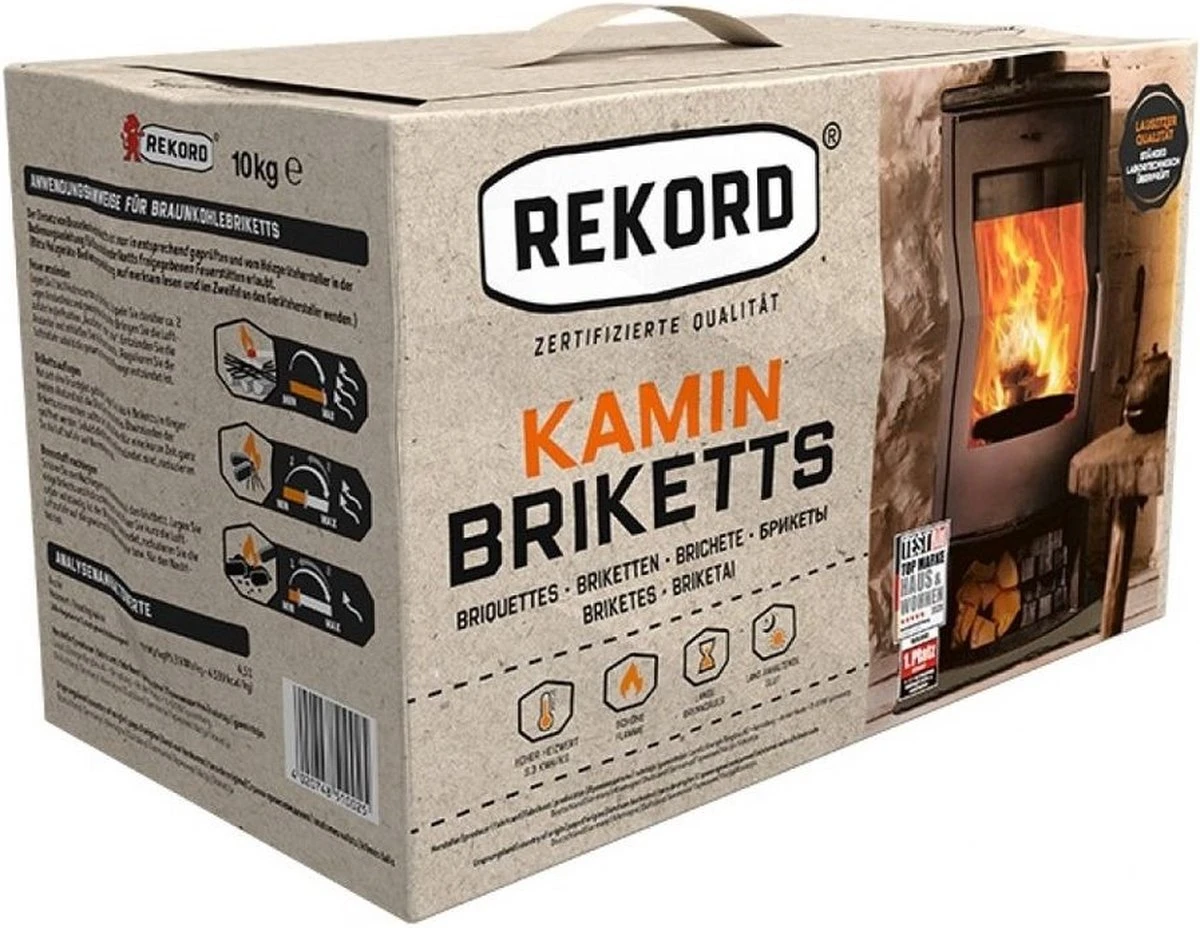 Merkloos Rekord Bruinkool Briketten 1x 18 Stuks - Briketten - Haardhout- Kachel- Lignite - 10 Kg. 1 Merkloos Rekord Bruinkool Briketten 1x 18 Stuks - Briketten - Haardhout- Kachel- Lignite - 10 Kg.