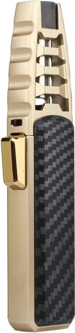 Merkloos Turbo Jetflame Aansteker - Gasbrander - Vuurwerk Torch - Crème Brûlée Brander - BBQ En Sigaren Aansteker - Windproof - Carbon Met Goudkleurige Metalen Behuizing -Beste Barbecue Grill winkel 272x1200 1