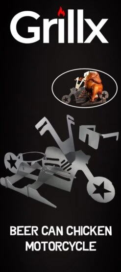 GrillX Beer Can Chicken Houder - Kiphouder Motorcycle - BBQ Accesoires - Bierkip - Barbeque Gereedschap - Chicken Sitter -Beste Barbecue Grill winkel 533x1200