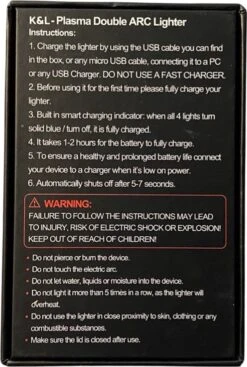 K&L Elektrische Plasma Aansteker - Vuurwerk - USB Oplaadbaar - Storm Bestendig -Beste Barbecue Grill winkel 808x1200 3