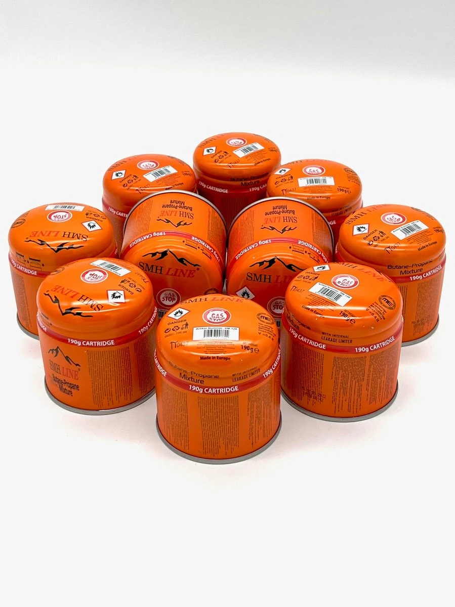 SMH LINE® Gaspatroon 190g - Prikcartouche - 10x - Incl. Gasbloksysteem 1 SMH LINE® Gaspatroon 190g - Prikcartouche - 10x - Incl. Gasbloksysteem